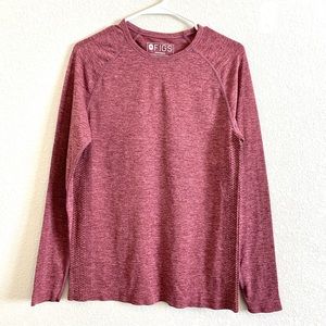 Figs Salta Seamless Long Sleeve Pink Shirt Size Small